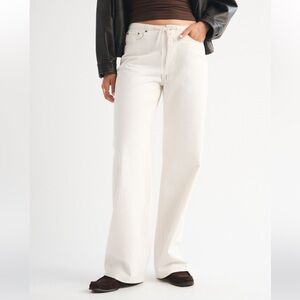 Abercrombie & Fitch Low Rise Ultra Loose Ecru Drawstring Jeans 26